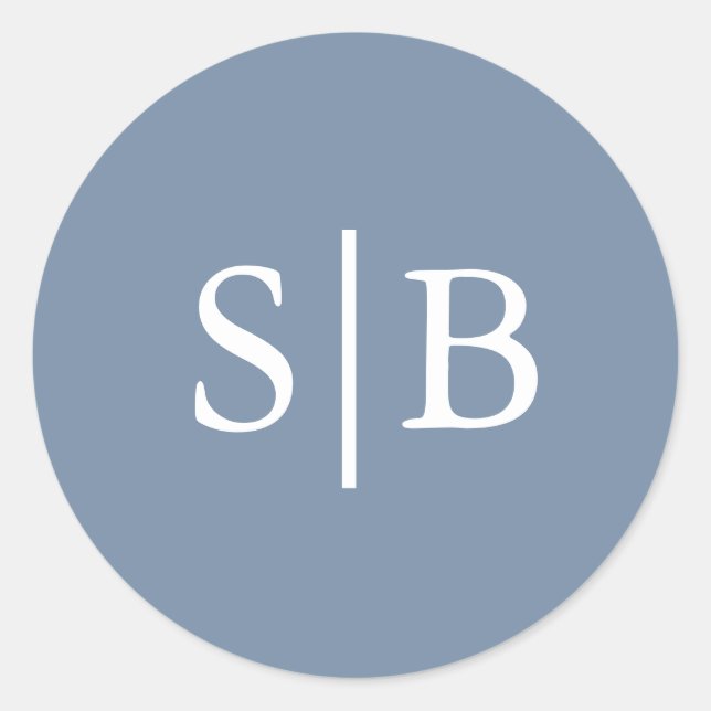 Classic Monogram Dusty Blue Wedding Envelope Seal (Front)
