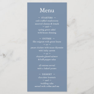 Classic Monogram Dusty Blue Wedding Menu