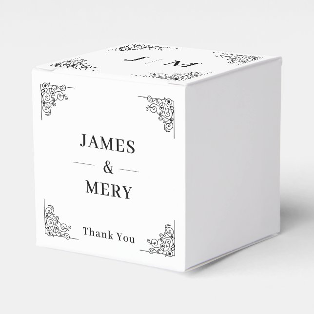 Classic Monogram Elegant Border Wedding Favour Box (Front Side)