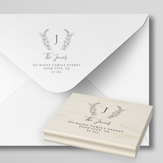 Classic monogram elegant custom family name rubber stamp (Creator Uploaded)