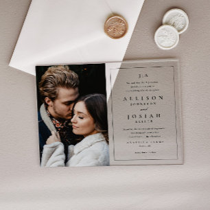 Classic Monogram Elegant Photo Wedding Acrylic Invitations