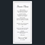 Classic Monogram Elegant Wedding Menu<br><div class="desc">Modern Wedding Menu in minimalist black and white with the header and your names in an elegant script along with your menu surrounded by a thin border. The backside has your monogram at the bottom. The fonts and border may be changed to any colour you wish by clicking the "customise"...</div>