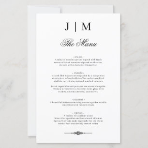 Classic Monogram Elegant Wedding Menu