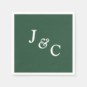 Classic Monogram Emerald Green Wedding Napkin