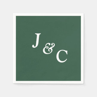 Classic Monogram Emerald Green Wedding Napkin