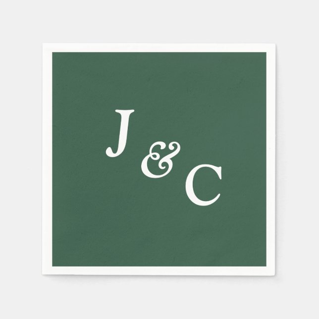 Classic Monogram Emerald Green Wedding Napkin (Front)
