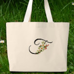 Classic monogram  F red white flower mother gift Large Tote Bag<br><div class="desc">Need a Mother's Day gift idea? How about this Classic Monogram Tote Bag! Picture Mom's reaction when she unwraps this super useful tote, decorated with adorable red and white watercolor flowers and a sweet monogram. It's not just pretty; it's also super practical for all her adventures – think shopping, library...</div>