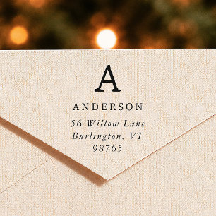 Classic Monogram Family Initial Return Address Rubber Stamp