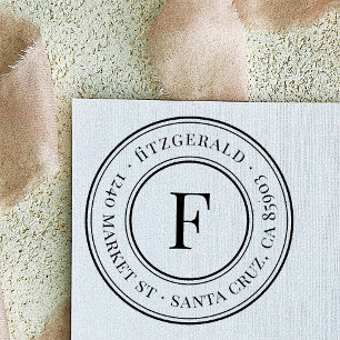 Classic Monogram Family Name Round Return Address Self-inking Stamp