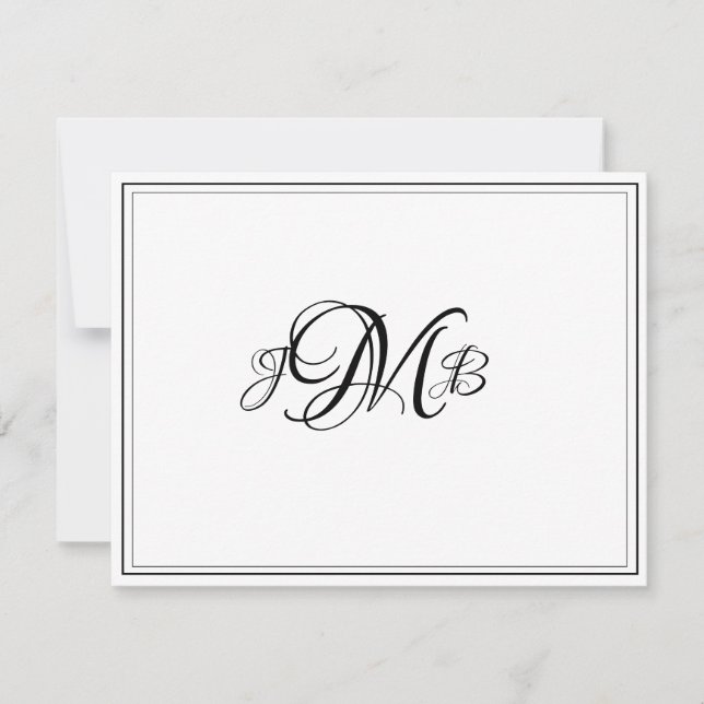 Classic Monogram Flourish Script Note card (Front)