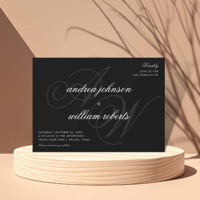 Classic Monogram Formal Elegant Photo Wedding Invitation (Creator Uploaded)