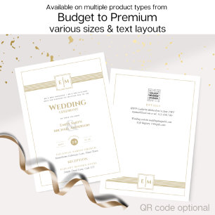 Classic Monogram Formal Wedding White All in 1 Inv Invitation