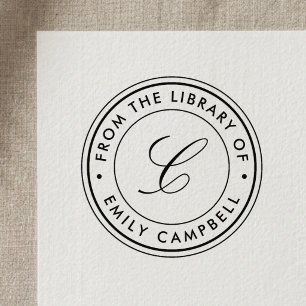 Classic Monogram from the Library of Bookplate Self-inking Stamp