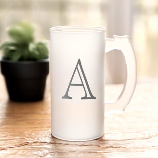 Classic Monogram Frosted Glass Beer Mug