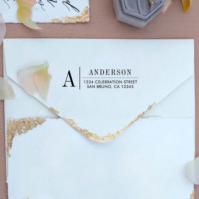 Classic Monogram | Fuchsia Initial Return Address Self-inking Stamp (Creator Uploaded)