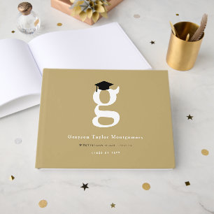 Classic Monogram G And Graduation Cap Grad Party Guest Book