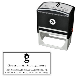 Classic Monogram G Black Graduation Cap Address Self-inking Stamp