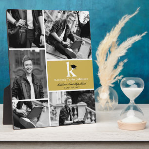 Classic Monogram Gold Blocks 5 Photo Graduation Plaque