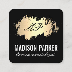 Classic Monogram Gold Brushed with Black Square Business Card