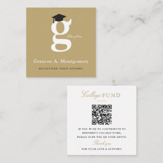 Classic Monogram Gold 'G' Graduation College Fund Enclosure Card