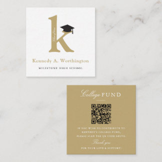 Classic Monogram Gold 'K' Graduation College Fund Enclosure Card
