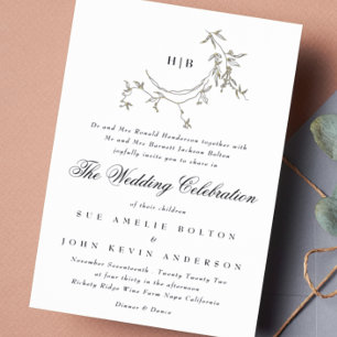 Classic Monogram Gold Wreath Wedding