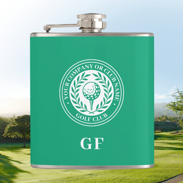 Classic Monogram Golf Flask Custom Name Green (Creator Uploaded)