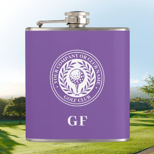 Classic Monogram Golf Flask Custom Name Purple