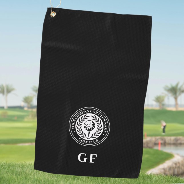 Classic Monogram Golf Towel Custom Name Black (Creator Uploaded)