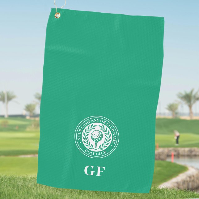 Classic Monogram Golf Towel Custom Name Green (Creator Uploaded)