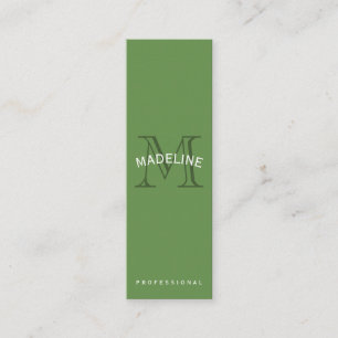 Classic Monogram Green with Arc Text Mini Business Card