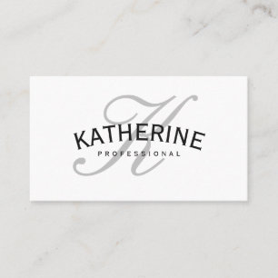 Classic Monogram Grey with Arc Text Business Card