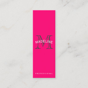 Classic Monogram Hot Pink with Arc Text Mini Business Card