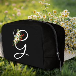 Classic monogram initial red flower mother gift dopp kit