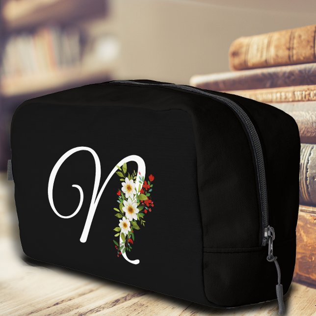 Classic monogram  initial red flower mother gift dopp kit (Creator Uploaded)