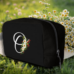 Classic monogram  initial red flower mother gift dopp kit