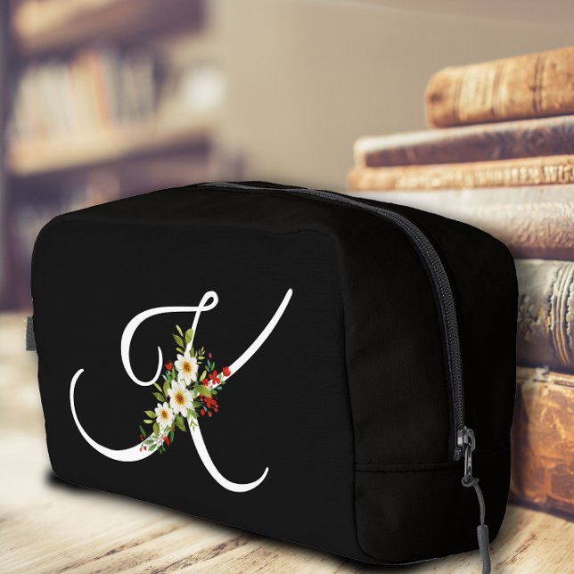 Classic monogram  initial red flower mother gift dopp kit (Creator Uploaded)