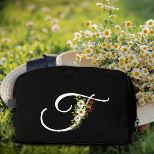 Classic monogram initial red flower mother gift dopp kit