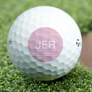 Classic Monogram Initial Sports Golfer Pink Cute Golf Balls