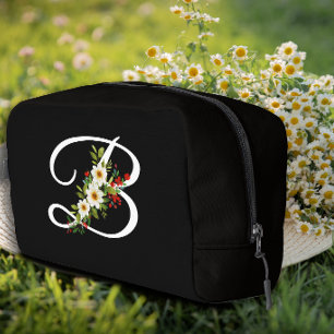 Classic monogram  initial white flower mother gift dopp kit