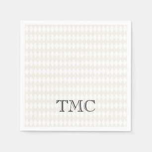Classic Monogram INITIALS Black White Beige Chic Napkin
