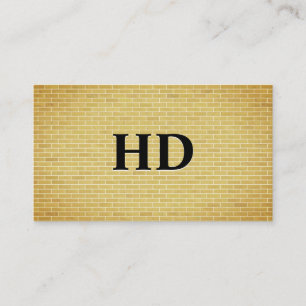 Classic Monogram Initials Gold Brick Wall Business Card