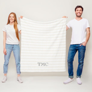 Classic Monogram INITIALS Harlequin Diamonds Chic Fleece Blanket