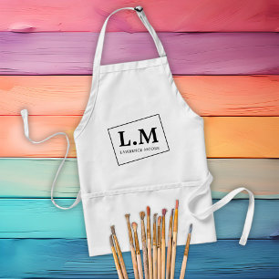 Classic Monogram Initials Name White Standard Apron
