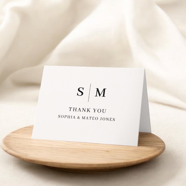 Classic Monogram Ivory Wedding Thank You Card (Creator Uploaded)