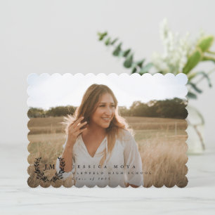Classic Monogram/Laurel Wreath 2 Photo Graduation Announcement