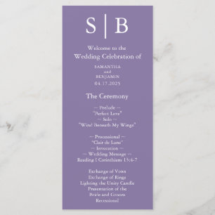 Classic Monogram Lavender Wedding Programme