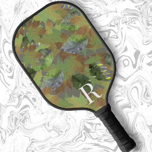 Classic monogram Leaf camo gift for dad Pickleball Paddle
