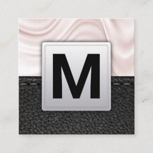 Classic Monogram Leather Background Square Busin Business Card