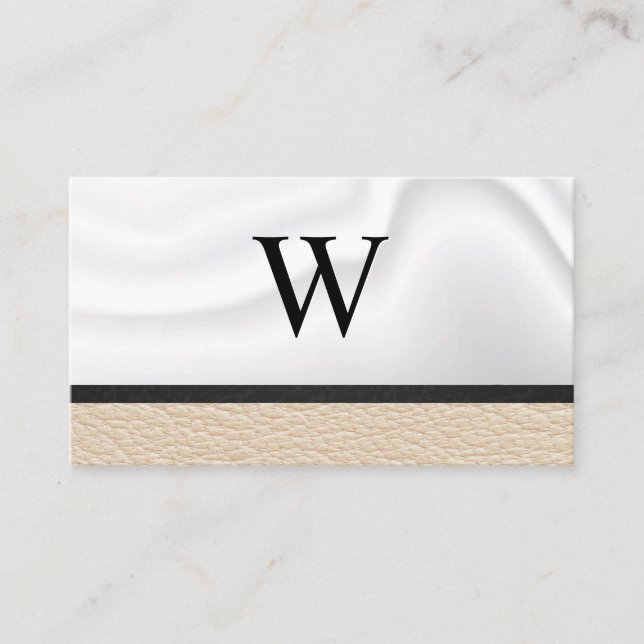 Classic Monogram | Leather Silk Drapery Business Card (Front)